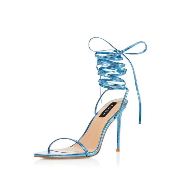 AQUA Womens Blue Wrapping Padded Mandy Pointed Toe Stiletto Heeled Sandal 8.5 M - Picture 1 of 4